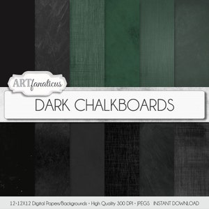 Chalkboard digital papers &quot;DARK CHALKBOARDS&quot; real chalkboard backgrounds in black, green, grey comes clean. scratched,distress chalk wiped