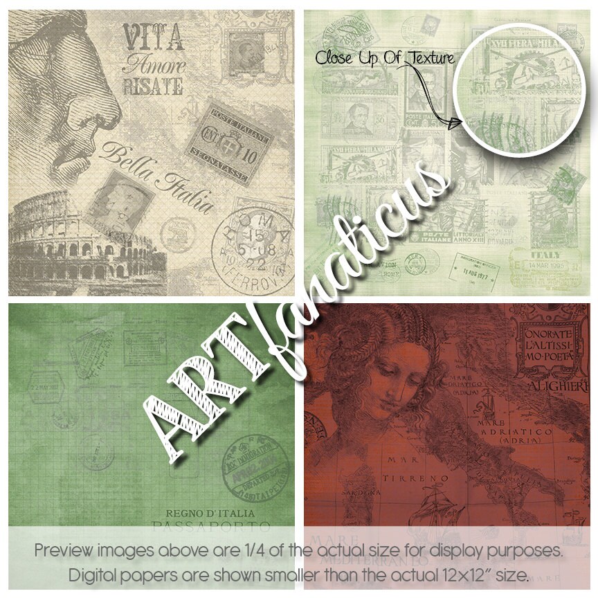 Paper Vintage Maps Vintage Italy Maps Italy Paper 12x12 Digital Paper ...