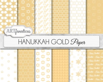 Hanukkah digital papers "Hanukkah Gold" Star of David, Chanukah,jewish star, digital backgrounds for scrapbooking, invitations, cards & more