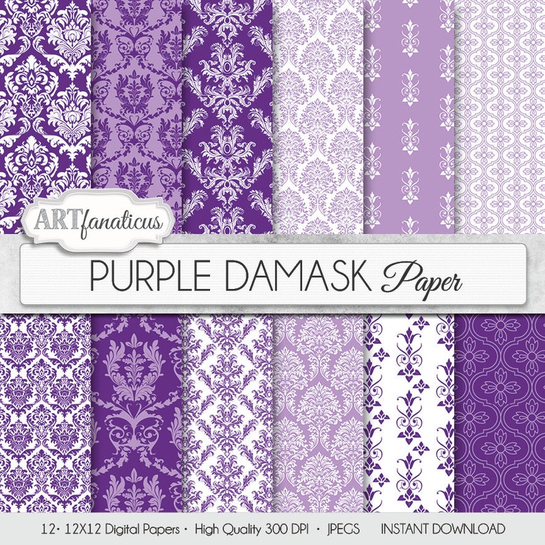 Purple Damask Papers purple Damask Elegant, Purple, Lilac, Lavendar