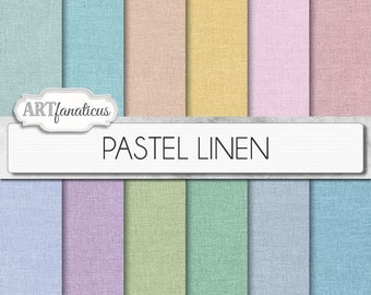 Pastel Linen digital papers "PASTEL LINEN" linen paper, linen overlay, linen scrapbook, printable download, linen backgrounds, linen texture