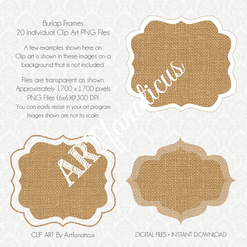 Cliparts BURLAP FRAMES CLIPART 20 shabby chic, burlap, rustic clip art frames for photographers,albums, wedding invitations & scrapbooking image 2