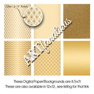 Digital paper, 8.5x11 GOLD SHINE gold background, gold glitter, golden stars, chevron, gold quatrefoil, blog background image 2