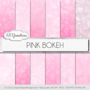Bokeh digital papers PINK BOKEH pink background featuring bokeh for scrapbookers, photography marketing materials, invitations, albums image 1