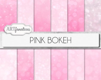 Bokeh digital papers "PINK BOKEH" pink background featuring bokeh for scrapbookers, photography marketing materials, invitations, albums