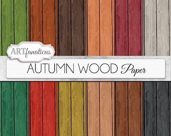 Autumn Wood Papers "AUTUMN WOOD" handmade Fall colored wood texture paper for scrapbooking, invitations, cards, home décor and more