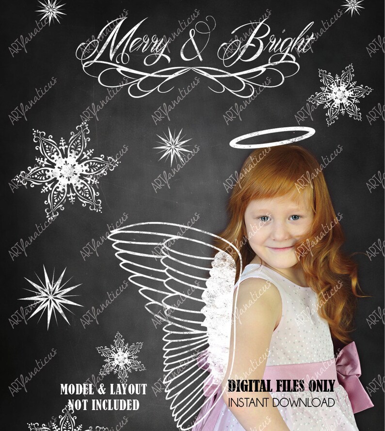 Angel Clipart ANGEL CHALK CLIPART 25 chalkboard clipart, wings, Christmas chalk, overlay, use on or over photos, photographers, xmas cards image 4