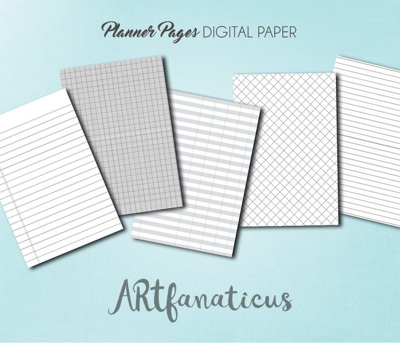 Digital Planner Paper CLASSIC PLANNER PAGES digital agenda pages, lined, grids, graphs, dots, diary pages, notebook, digital planner paper image 5