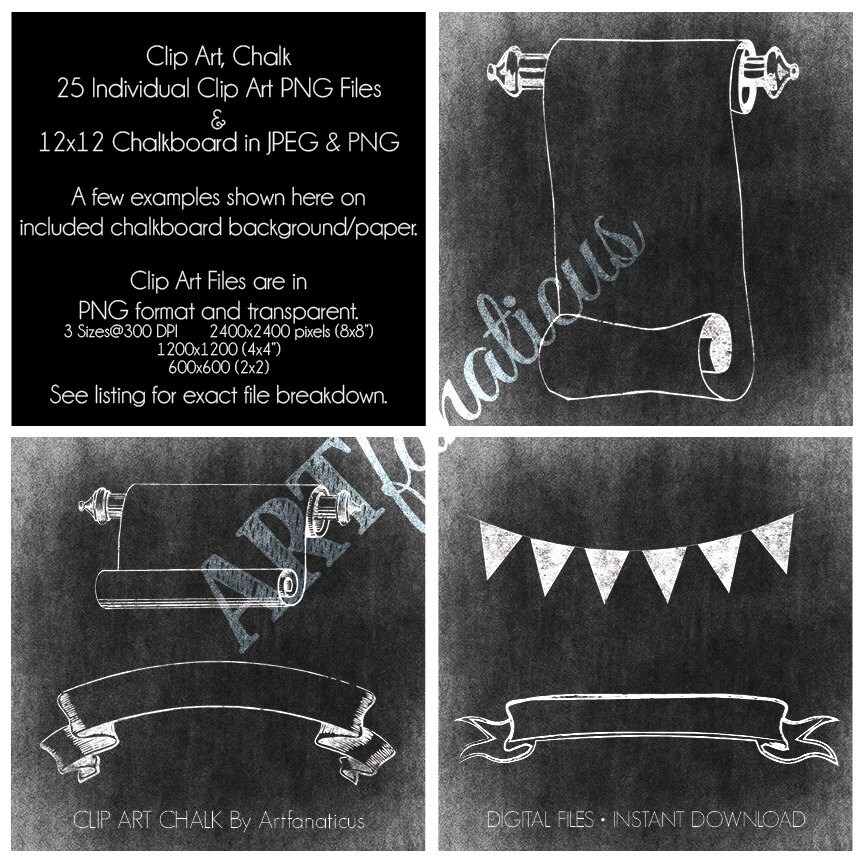 Chalk Banners Clip Arts chalk BANNERS CLIPART 25 Hand Drawn Chalk