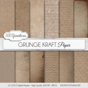 Papeles de Kraft de digital &quot;GRUNGE KRAFT&quot; cutre, grunge, papel de kraft, papel rústico, orgánico, shabby chic, textura papel, fondos
