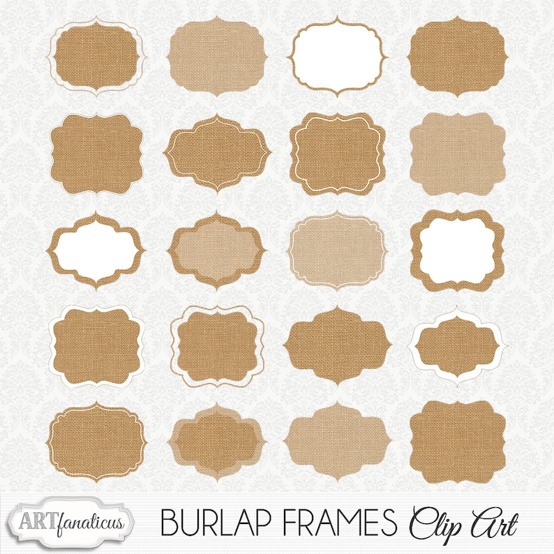 Cliparts BURLAP FRAMES CLIPART 20 shabby chic, burlap, rustic clip art frames for photographers,albums, wedding invitations & scrapbooking image 1