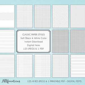 Digital Planner Paper CLASSIC PLANNER PAGES digital agenda pages, lined, grids, graphs, dots, diary pages, notebook, digital planner paper image 3