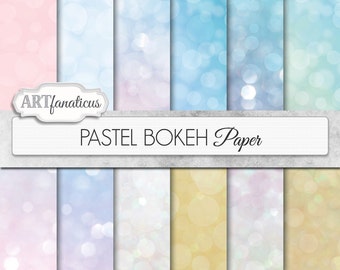 Bokeh digital papers "PASTEL BOKEH" pink paper, blue paper, pink paper with bokeh for scrapbooking, photographers, invitations, albums
