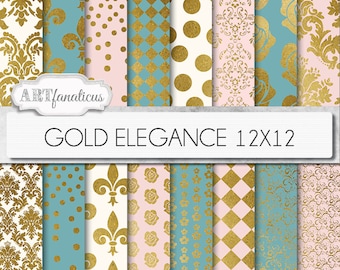 Gold digital papers "Gold Elegance Backgrounds" inspired by my Gold Shine set, gold metallic, gold wedding, elegant designs, gold patterns