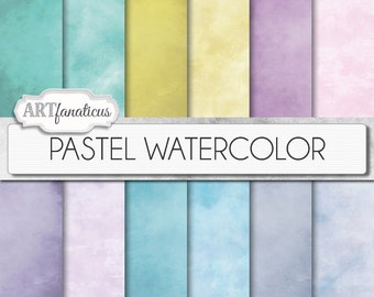 Watercolor digital papers "PASTEL WATERCOLOR" Painted backgrounds, Watercolor &,Teal, Pink, Blue for Photographers, Scrapbookers, Etc