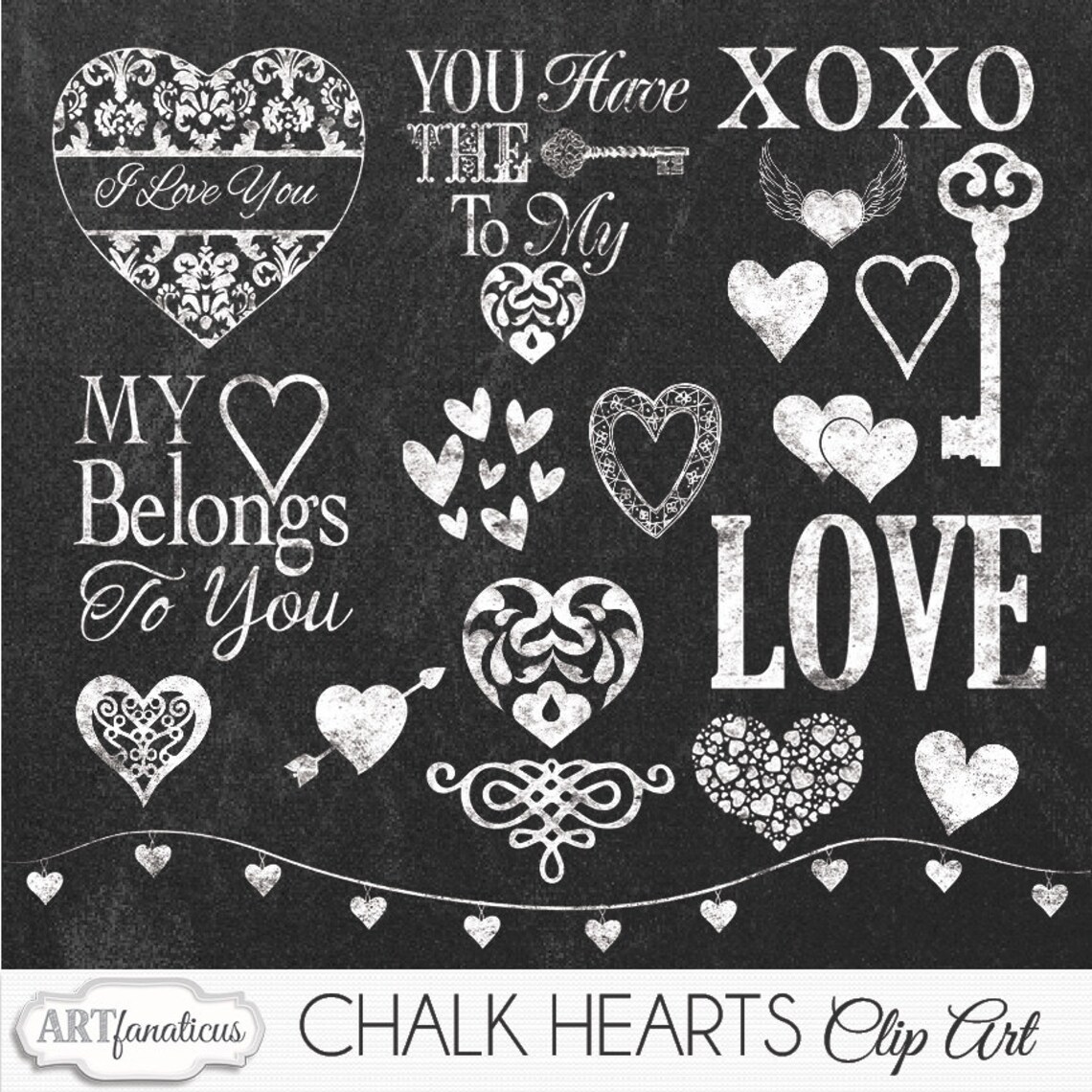Chalk Hearts Cliparts chalk Hearts 20 Chalk Board Etsy