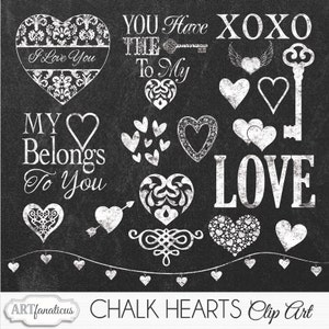 Kreide Herzen Cliparts &quot;Kreide HEARTS&quot; 20 Kreide Vorstand Cliparts, 12 x 12-Wandtafel Kreide Herzen, Kreide, Liebe, Kreide Tasten, Kreide Wortkunst