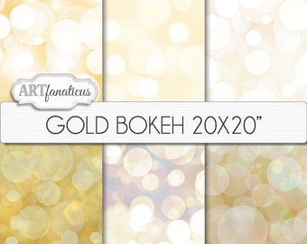 20x20 Bokeh Digital Papers "GOLD BOKEH" Bokeh Overlay, Gold backgrounds, Bokeh Background for Photographers, large format printing & more
