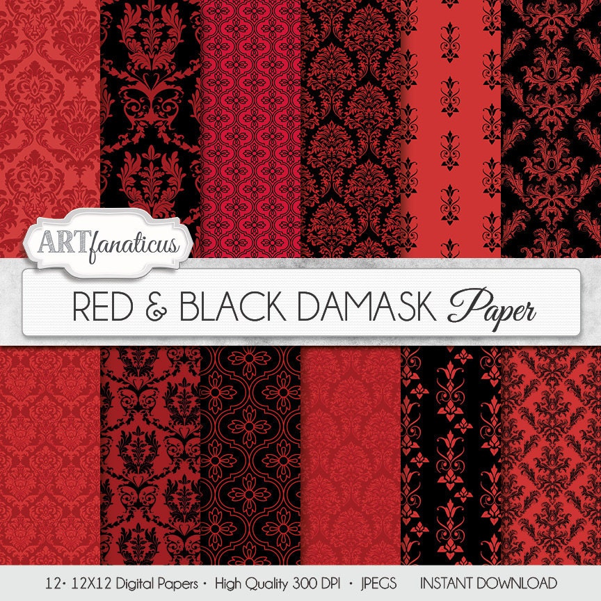 Elegant Vintage Red and Gold Royal Damask Pattern Wrapping Paper