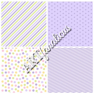 Pastel digital papers EASTER DOTS & STRIPES fun pastel colors, featuring polka dots and stripes for Easter projects for scrapbookers image 3