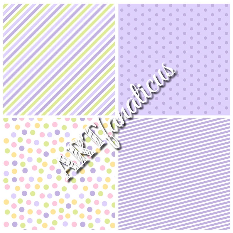 Pastel digital papers EASTER DOTS & STRIPES fun pastel colors, featuring polka dots and stripes for Easter projects for scrapbookers image 3