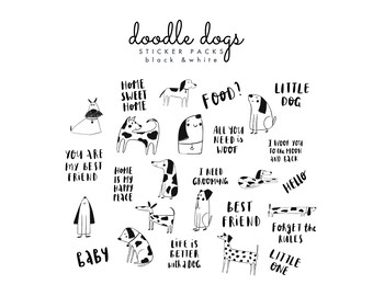 Doodle Dogs WHITE Sticker Pack-Waterproof Stickers-Cute Dog Stickers-Animal Stickers- Packaging Supply