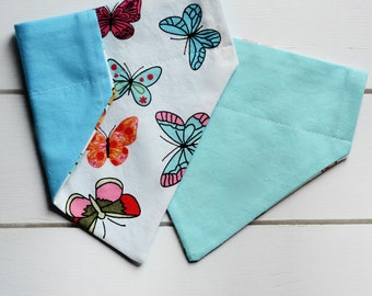 COLOURFUL BUTTERFLIES - Reversible, Slide Over-The-Collar Pet Bandana