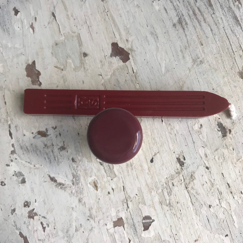 Vintage New Old Stock Letter R Wax Seal Stamp and stick of red wax