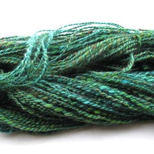 Handspun sock yarn spun from Mohair , Wensleydale, BFL and Nylon in shades of blue green image 4