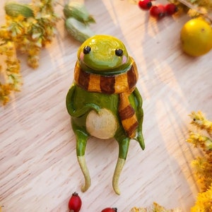 Olive Frog Figurine