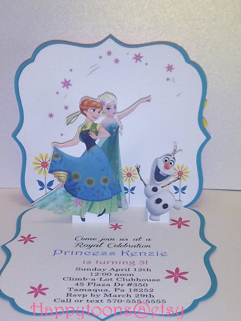Frozen Fever Popup Birthday Invitations. Birthday Party Etsy