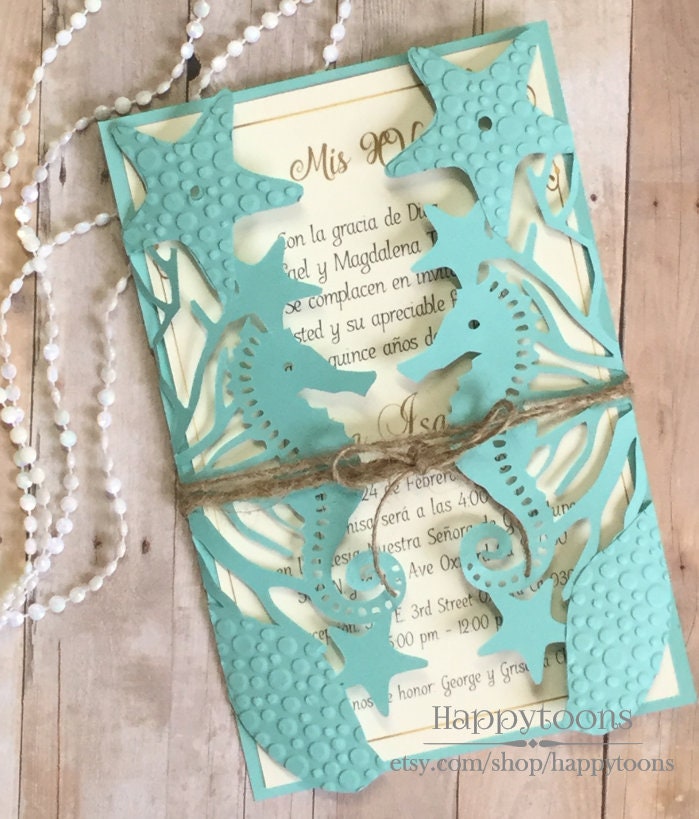 Under The Sea Quinceanera Sweet Sixteen Invitation Beach Etsy