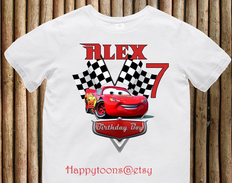 Cars Birthday Boy T-shirt, Cars Mommy of iron on, Cars Daddy of T-shirt , L...