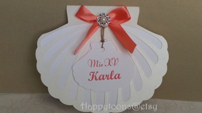 Beach Theme Quinceanera Pop Up Invitation Sea Shell Etsy