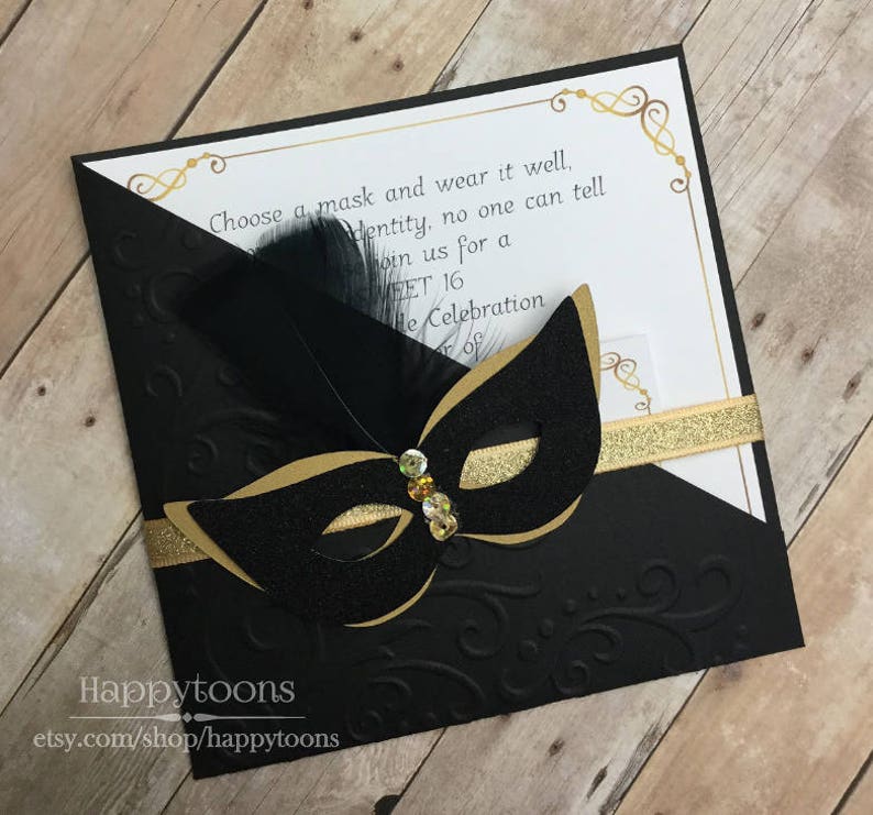 Masquerade Quinceañera Invitation Sweet Sixteen Masquerade Etsy