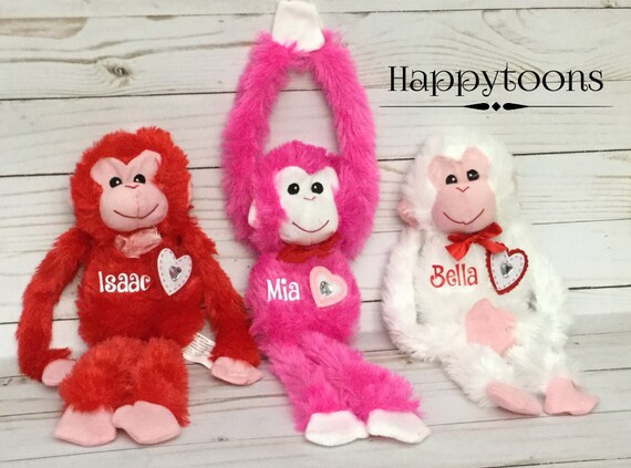 stuffed pink monkey