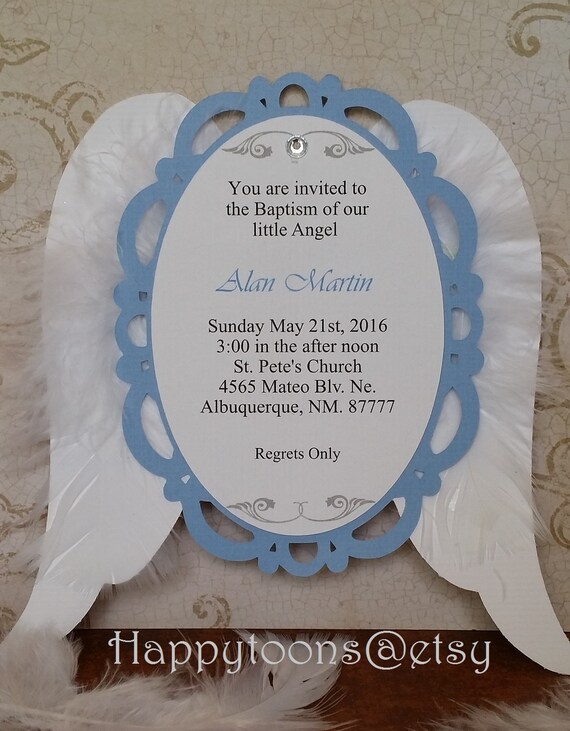 angel wings baby shower invitations