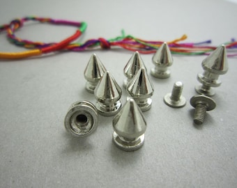 50 sets. silver Tree spikes screwback studs leathercraft decorations findings 8 x 12 mm