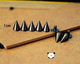100Set 7*10mm Black Cone Screwback Metal Studs Leathercraft Rivet Bullet Spikes Spots & free shipping