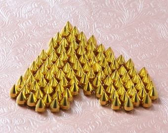 100pcs gold 9.5mm Cone Screwback Metal Studs Leathercraft Rivet Bullet Spikes Spots