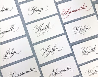 Calligraphy Place Cards Escort Cards | Wedding Place Cards | Hand Lettering Escort Cards