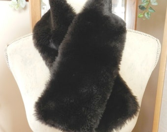 Vintage Brown Faux Fur Collar, Scarf Wrap, Detachable Fun Fox Fur Collar / Neck Warmer