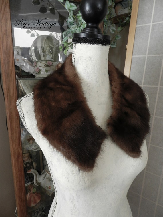 50's Brown Mink Fur Collar / Scarf Wrap / Detacha… - image 2