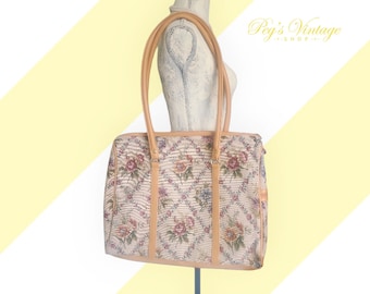Vintage Floral Tapestry Tote Purse Bag, Boho Vintage Fashion