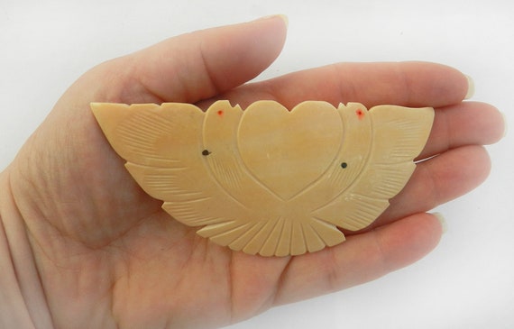 Carved Celluloid Dove Birds Barrette, Vintage Hai… - image 2