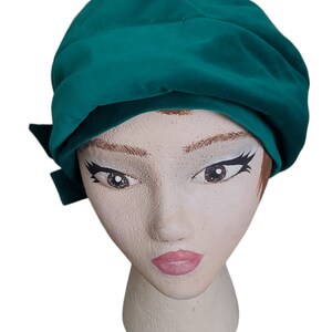 60s Mr. Fredericks Green Velvet Pillbox / Cloche Hat With Bow, Vintage Classic Hats image 3