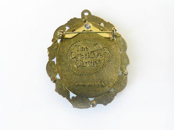 Pretty Cross Stitch Vintage Brooch Pendant, The C… - image 4