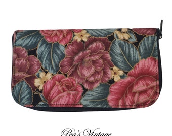 Vintage Floral Cotton Clutch Wallet / Purse, Fashion Accessory