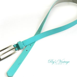 Vintage Danier Turquoise Blue Skinny Belt | Rockabilly Belt Size M