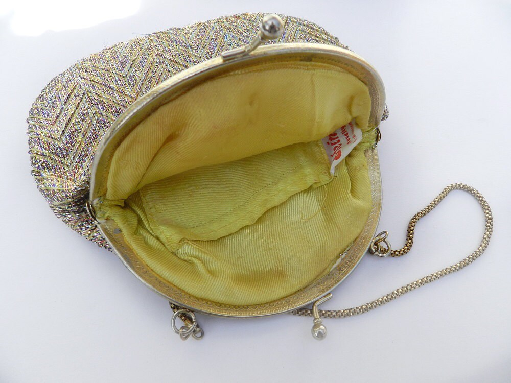 Vintage Stein Novelty Evening Purse Metallic Rainbow Chevron Etsy